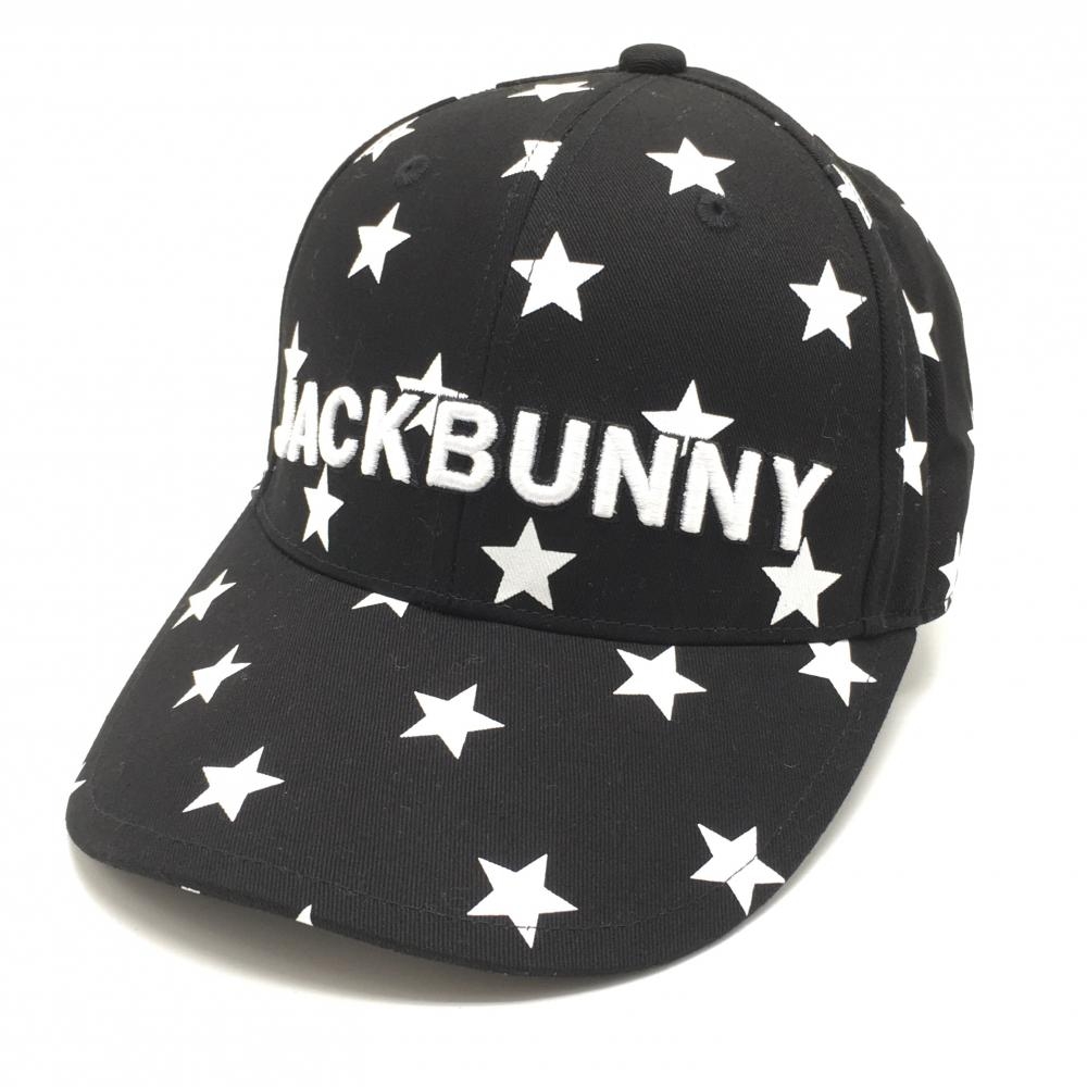 【超美品】ジャックバニー キャップ 黒×白 星柄 スター コットン100％ FR ゴルフウェア Jack Bunny