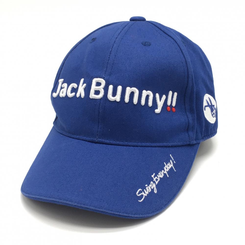 【美品】ジャックバニー キャップ ブルー×白 コットン100％ ロゴ刺しゅう FR ゴルフウェア Jack Bunny
