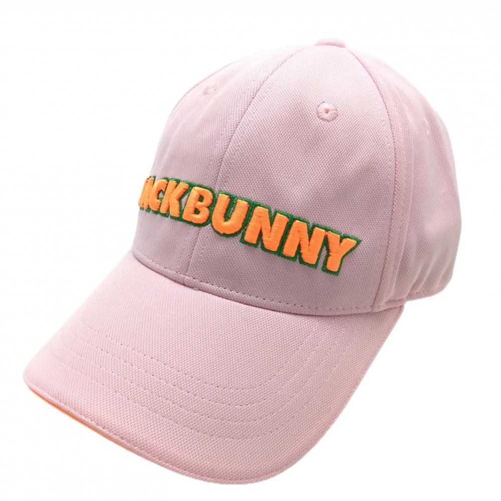 【美品】ジャックバニー キャップ ライトピンク×蛍光オレンジ 立体ロゴ  ゴルフウェア Jack Bunny
