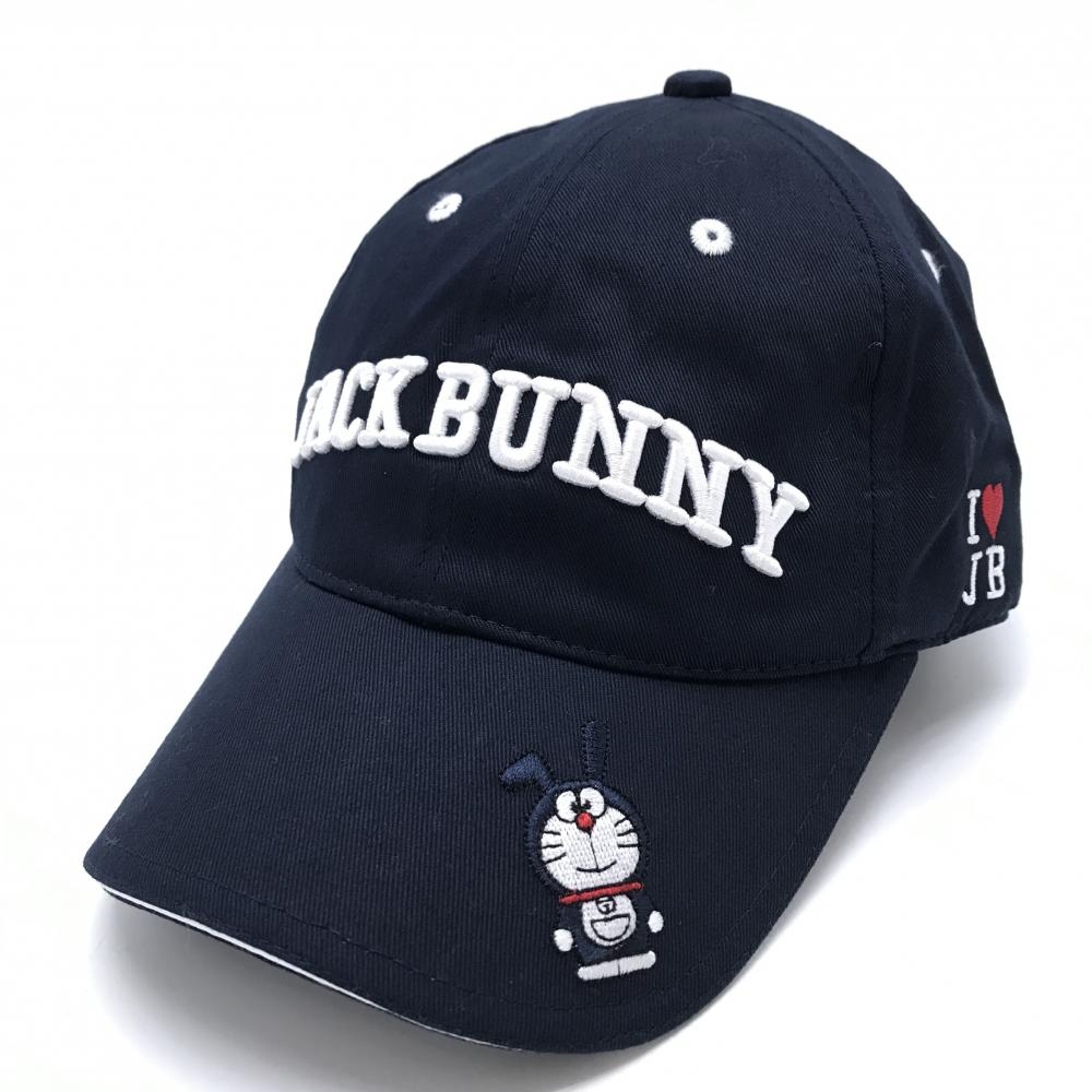 【超美品】ジャックバニー×ドラえもん キャップ ネイビー×白 ドラえもん 立体ロゴ FR  ゴルフウェア Jack Bunny