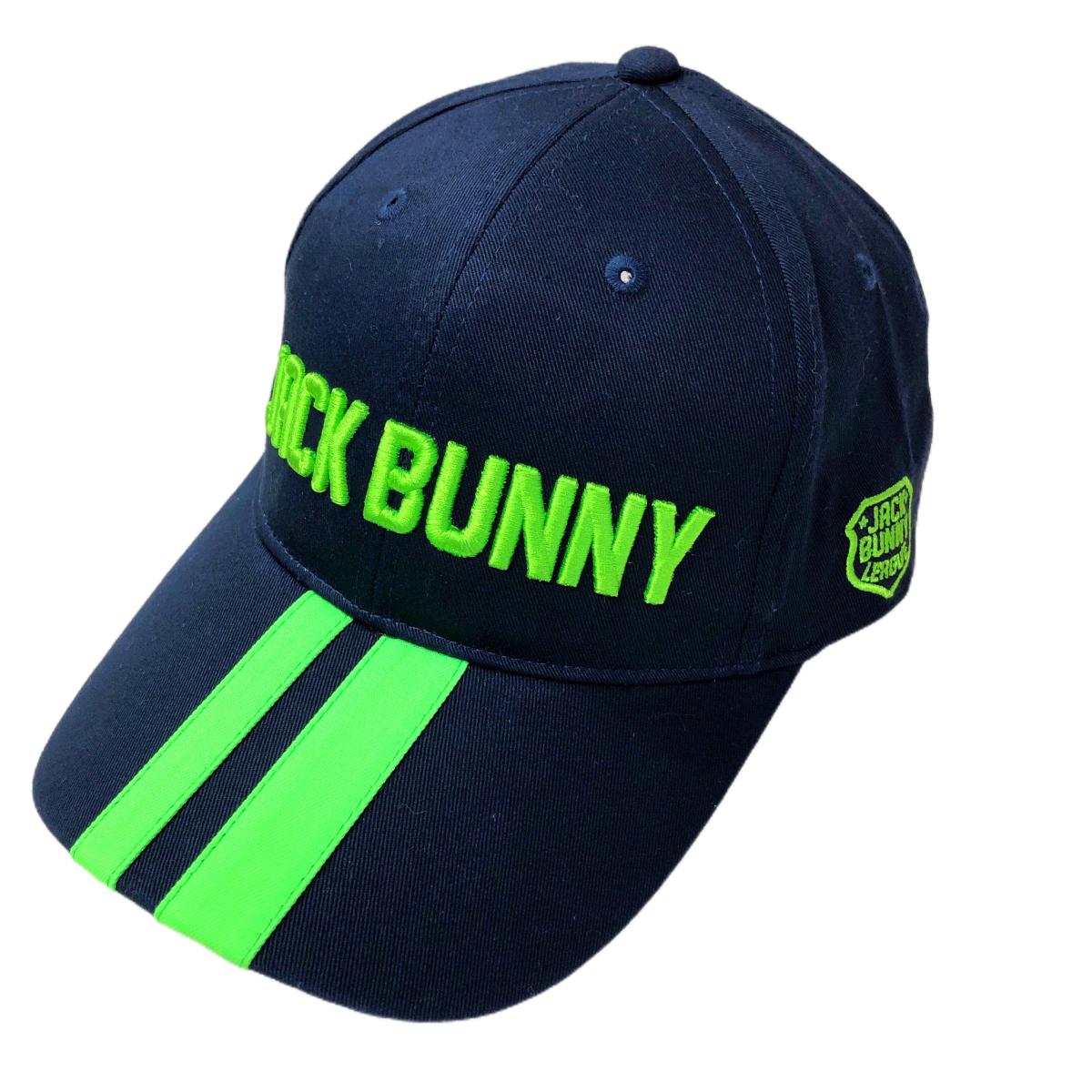 【新品】ジャックバニー キャップ ネイビー×蛍光グリーン 立体ロゴ  FR   ゴルフウェア Jack Bunny
