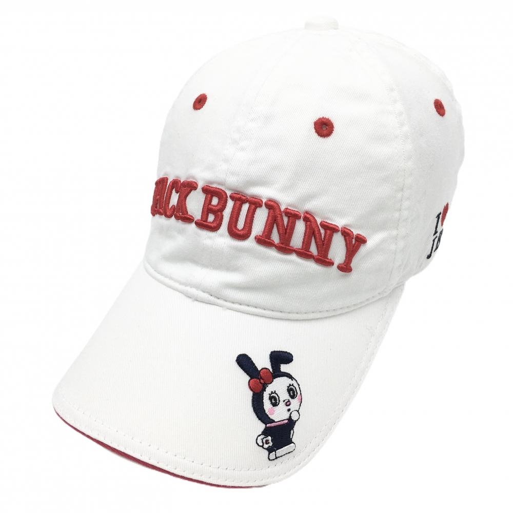 ジャックバニー×ドラえもん キャップ 白×レッド うさ耳ドラミちゃん FR   ゴルフウェア Jack Bunny