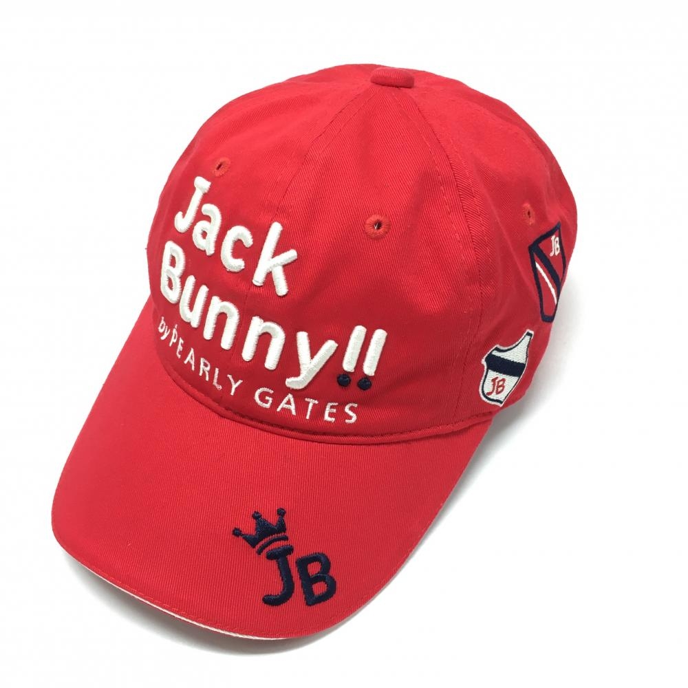 【美品】ジャックバニー キャップ レッド×白 立体ロゴ刺しゅう  FR   ゴルフウェア Jack Bunny