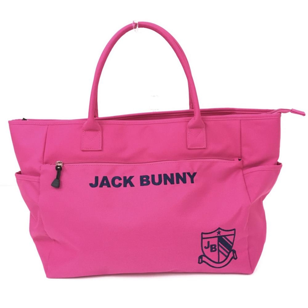 【超美品】Jack Bunny ジャックバニー ビッグトートバッグ ピンク×ネイビー 内外ポケット ロッカーバッグ ゴルフ