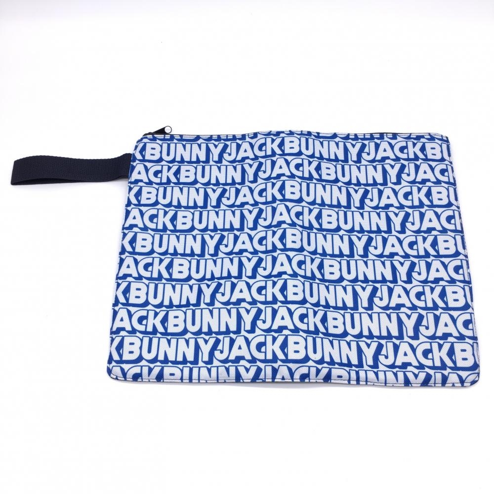 【未使用品】Jack Bunny ジャックバニー シューズケース 白×ブルー ロゴ 総柄 メッシュ ポーチ 非売品 ゴルフ