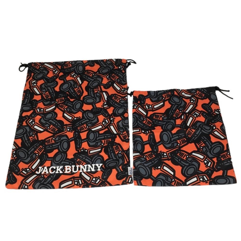 【超美品】ジャックバニー 巾着袋 2点セット オレンジ×グレー ジープ柄 非売品ゴルフ Jack Bunny