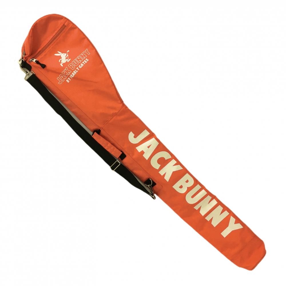 【美品】ジャックバニー クラブケース オレンジ×白 ロゴ 外ポケットショルダーストラップ着脱可 ゴルフ Jack Bunny