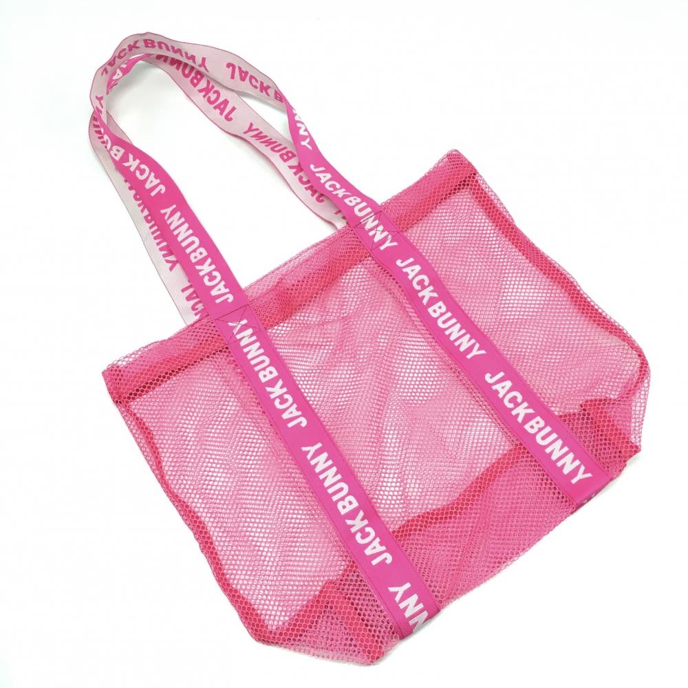 【超美品】ジャックバニー メッシュバッグ ピンク ロゴテープ ノベルティ ゴルフ Jack Bunny