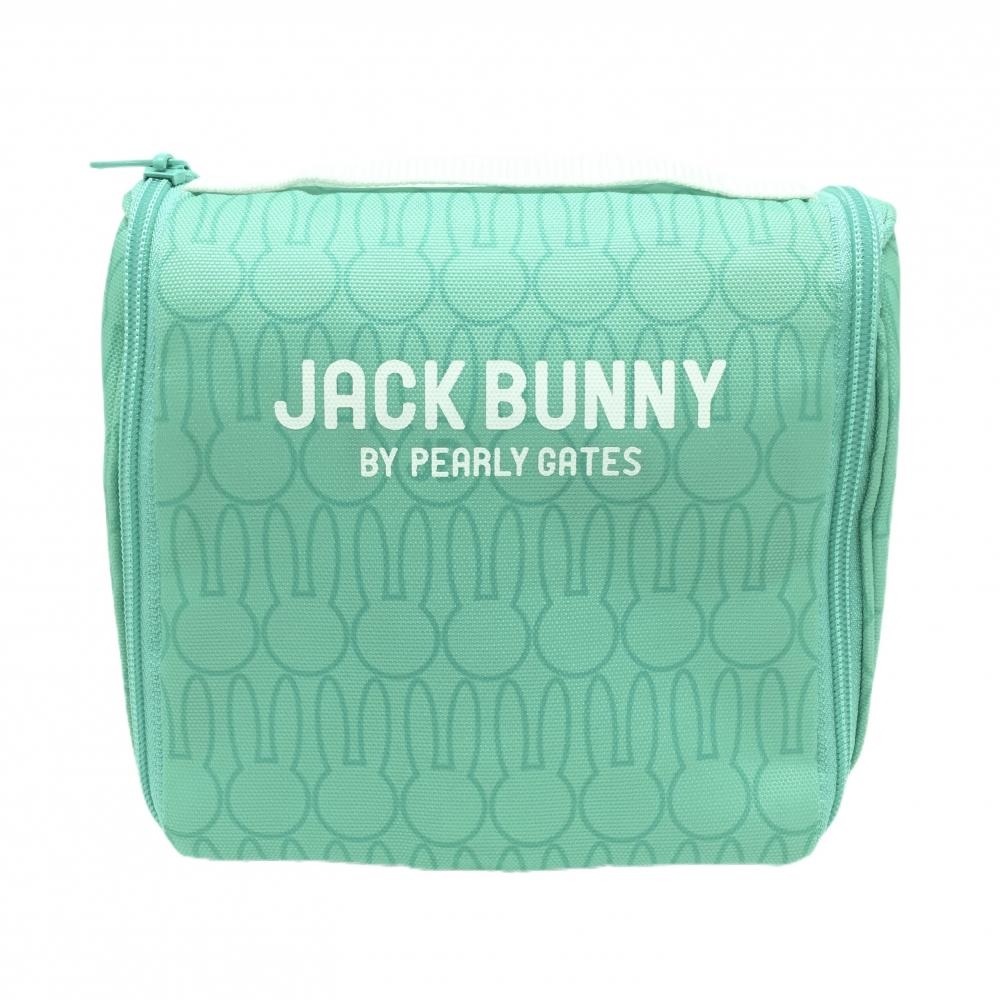 【美品】ジャックバニー マルチポーチ ミントグリーン ウサギ総柄 内外ポケット ゴルフ Jack Bunny