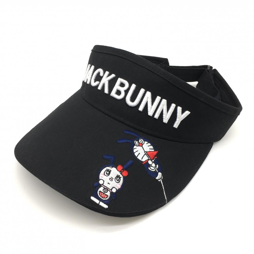 【超美品】Jack Bunny ジャックバニー ドラえもん サンバイザー 黒 刺しゅう ドラミちゃん FR ゴルフウェア