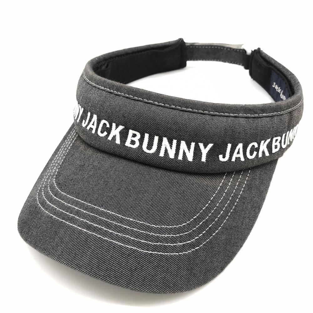 【超美品】ジャックバニー サンバイザー 黒×白 デニム調カラー FR ゴルフウェア Jack Bunny