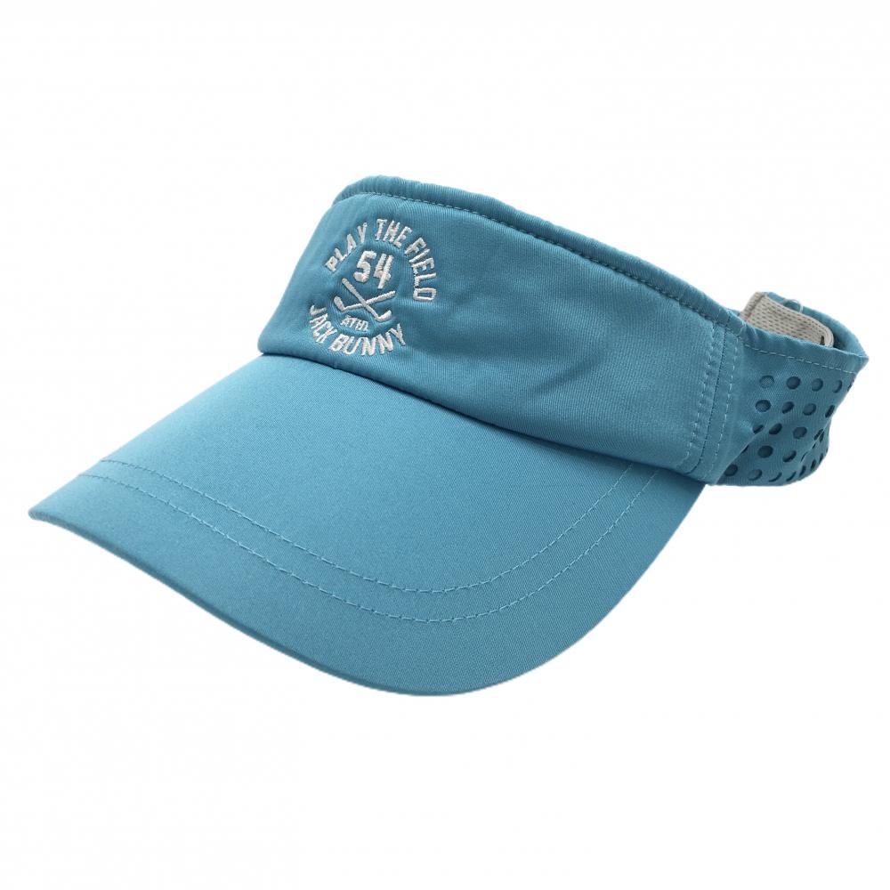 【美品】ジャックバニー サンバイザー ライトブルー ロゴ白 FR  ゴルフウェア Jack Bunny