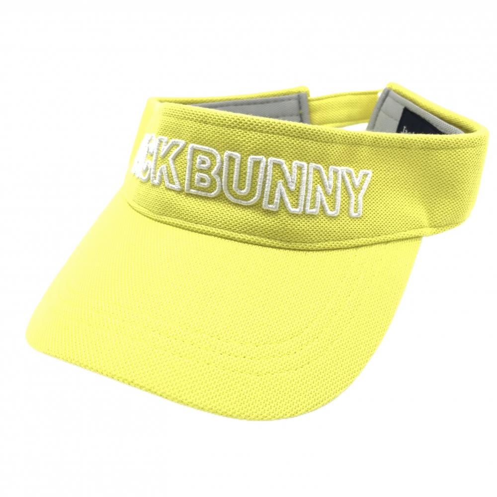 【美品】ジャックバニー サンバイザー イエロー×白 立体ロゴ刺しゅう FR  ゴルフウェア Jack Bunny