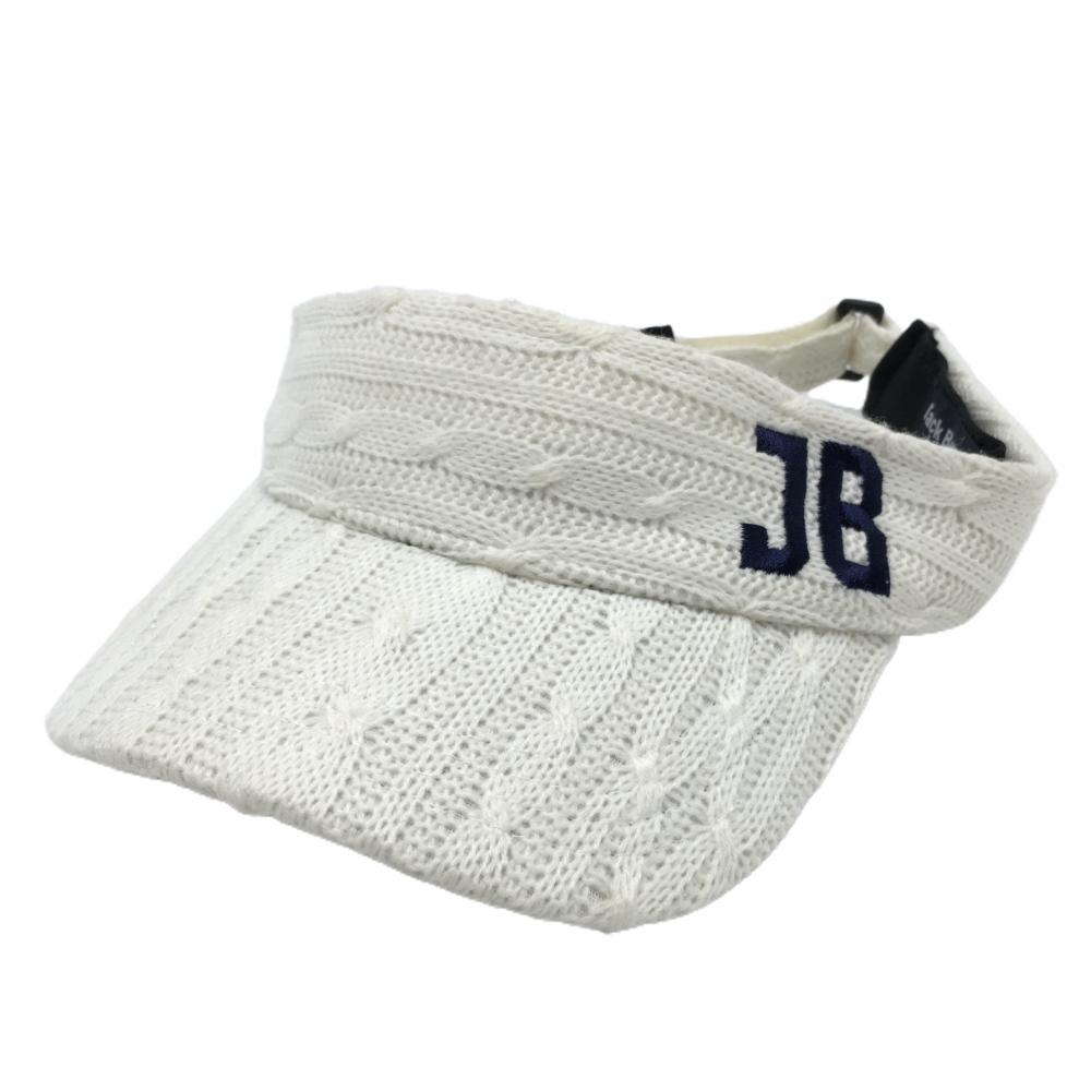 【美品】ジャックバニー ニットサンバイザー 白 ケーブル編み FR   ゴルフウェア Jack Bunny
