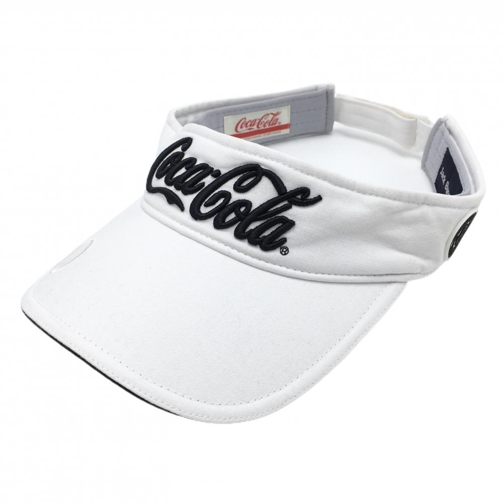 ジャックバニー×コカ・コーラ サンバイザー ネイビー×白 刺しゅう FR   ゴルフウェア Jack Bunny