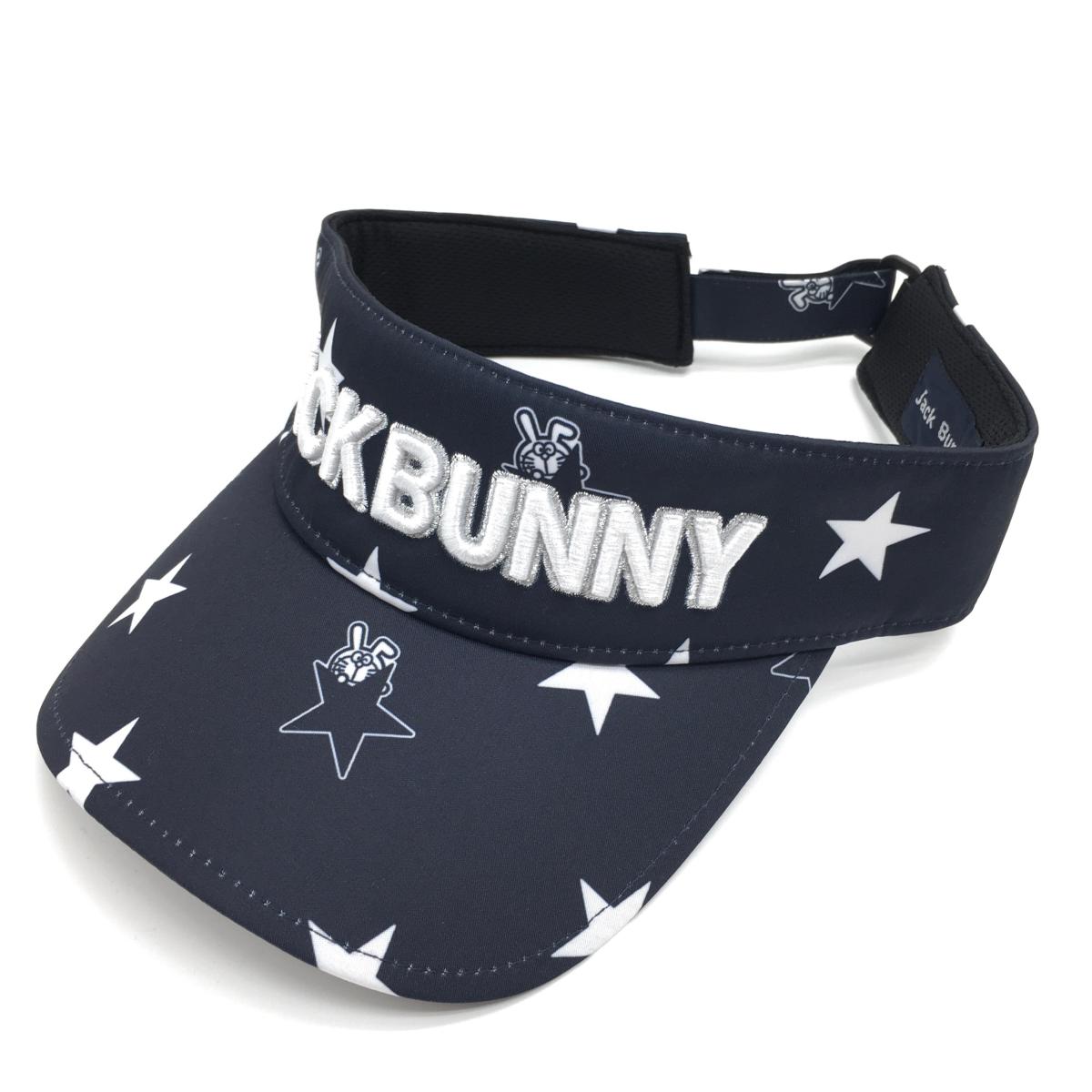 【新品】ジャックバニー×ドラえもん サンバイザー ネイビー×白 星柄 うさ耳ドラえもん FR   ゴルフウェア Jack Bunny