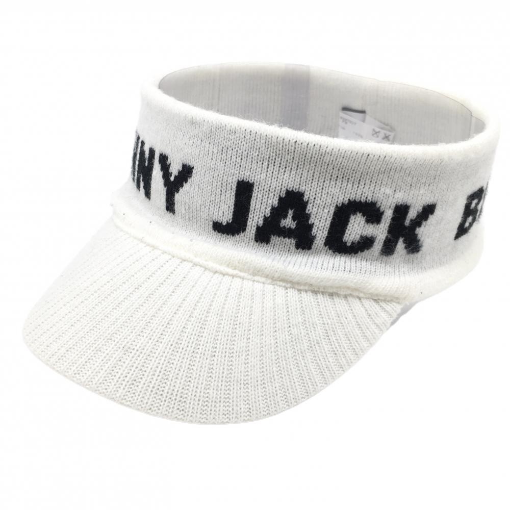ジャックバニー ニットサンバイザー 白×黒 ロゴ  FR   ゴルフウェア Jack Bunny