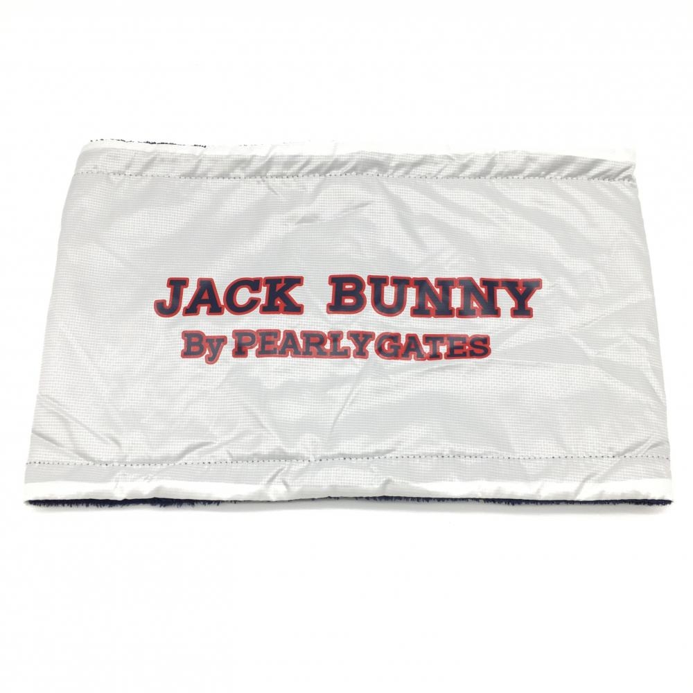 【超美品】Jack Bunny ジャックバニー ネックウォーマー 白×レッド 裏ボア ドローコード FR ゴルフウェア