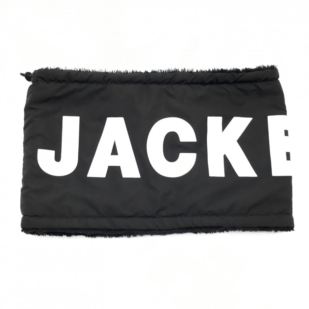 【超美品】ジャックバニー ネックウォーマー 黒×白 ロゴ 内側ファー FR   ゴルフウェア 2024年モデル Jack Bunny