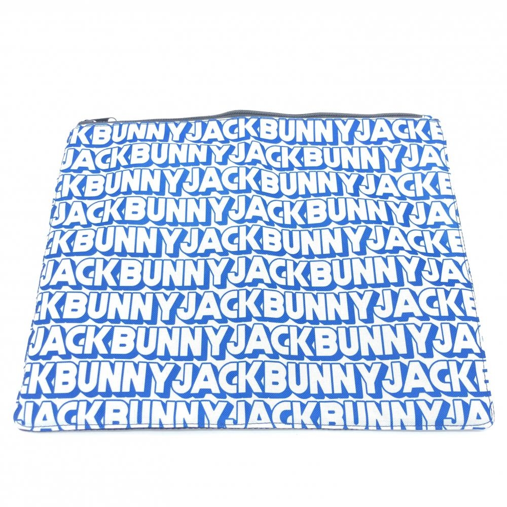 【未使用品】非売品＊Jack Bunny ジャックバニー オリジナルポーチ バッグ ブルー×白 ロゴ総柄 裏メッシュ ゴルフ