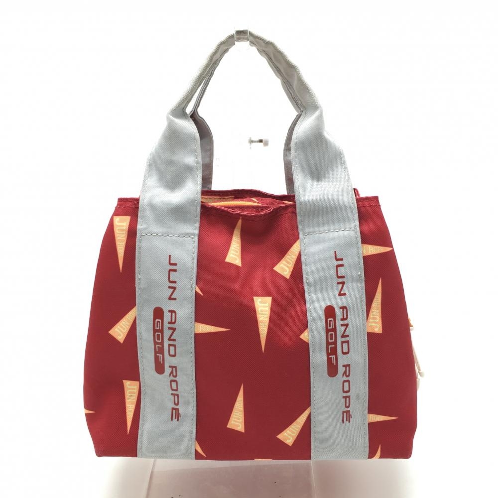 ジュンアンドロペ カートバッグ レッド×グレー 総柄ゴルフ JUN＆ROPE