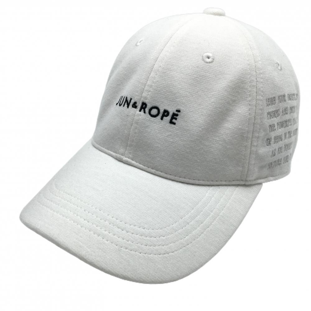 【超美品】ジュンアンドロペ キャップ 白 ロゴ黒   ゴルフウェア JUN＆ROPE