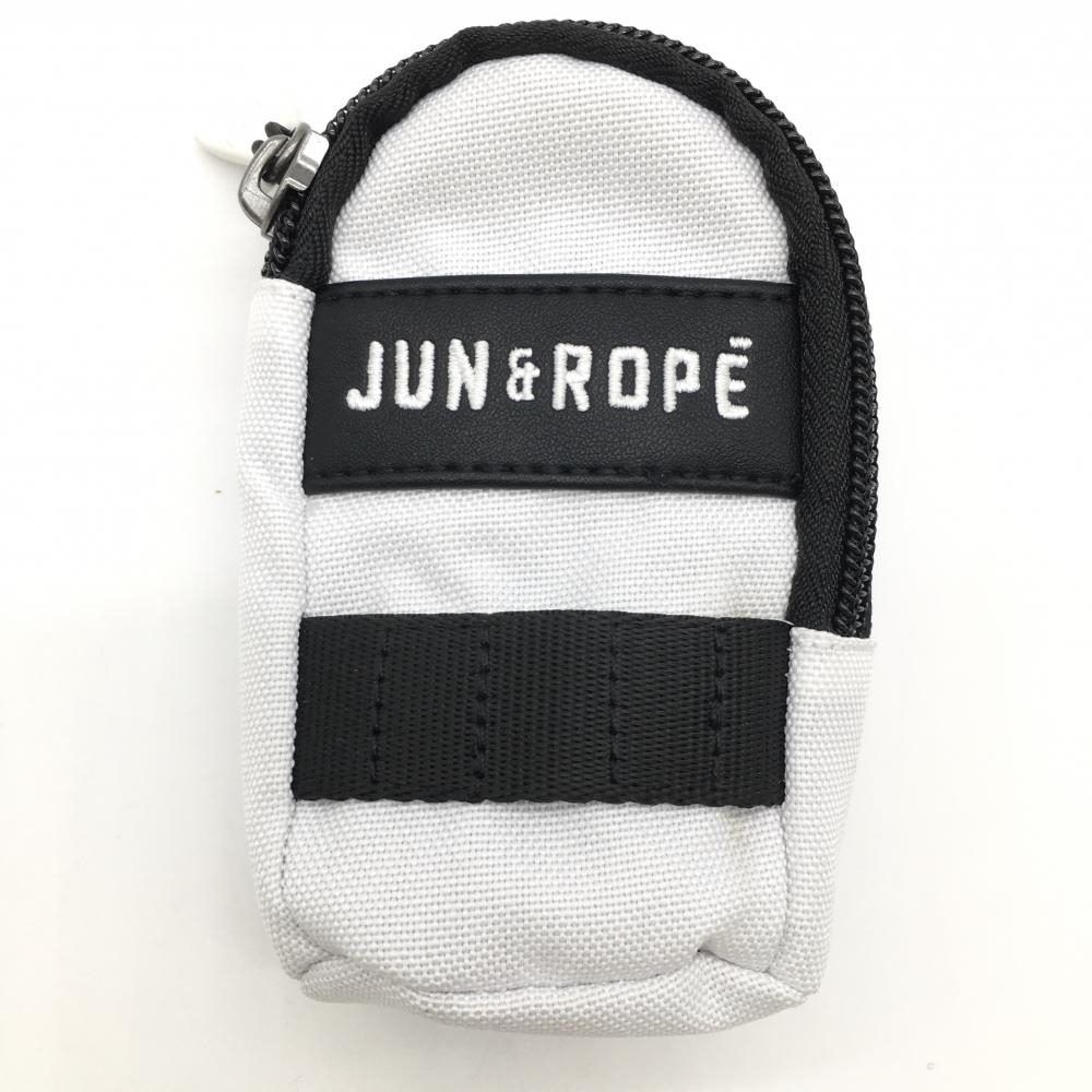 【美品】ジュンアンドロペ ボールケース 白×黒 ティー装着可ゴルフ JUN＆ROPE