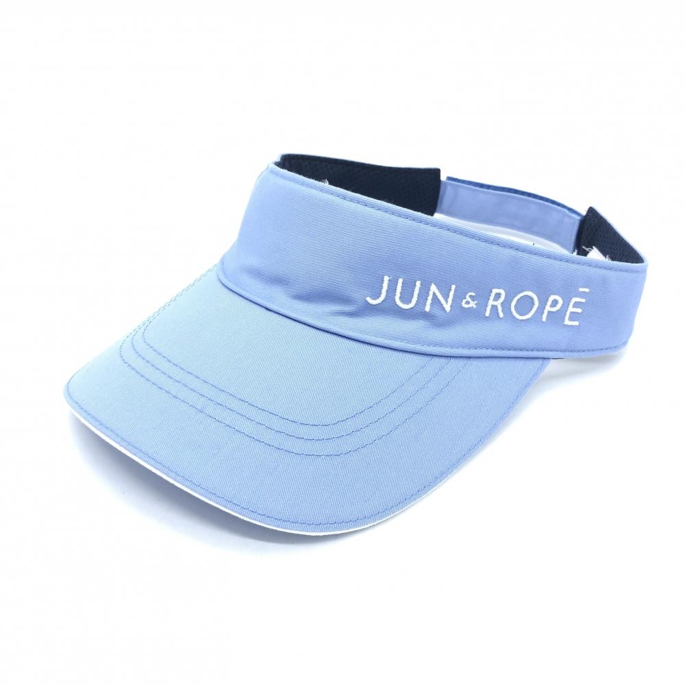 【超美品】JUN＆ROPE ジュンアンドロペ サンバイザー ライトブルー×白 日本製 ロゴ刺しゅう  ゴルフウェア