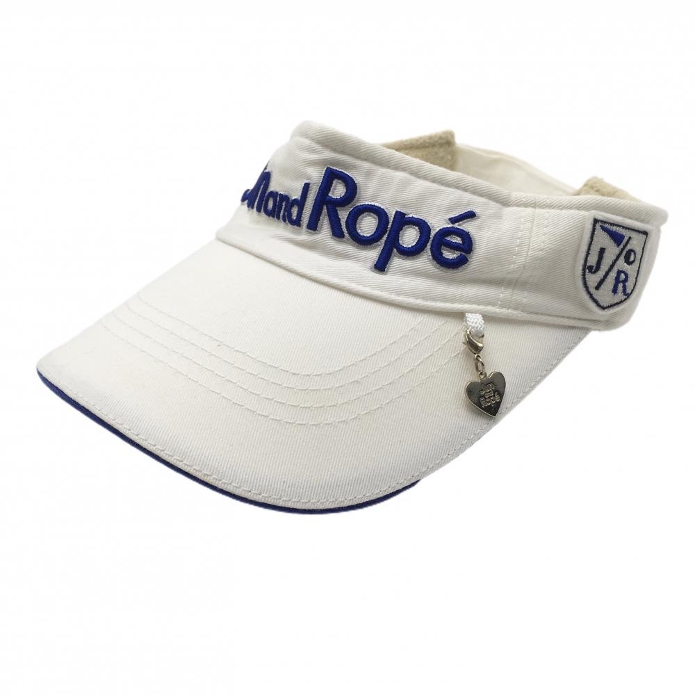 ジュンアンドロペ サンバイザー 白×ブルー 立体ロゴ ハートチャーム付   ゴルフウェア JUN＆ROPE