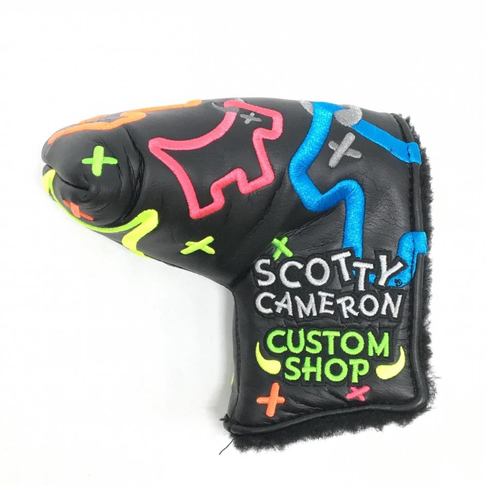 【美品】スコッティキャメロン パターカバー 黒×ネオンカラー ピン型 JUNK YARD DOG カスタムショップ ゴルフ Scotty Cameron