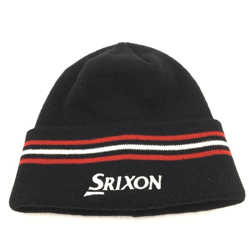 【超美品】SRIXON スリクソン ニットキャップ 黒×レッド ロゴ刺繍 アクリル100％  ゴルフウェア