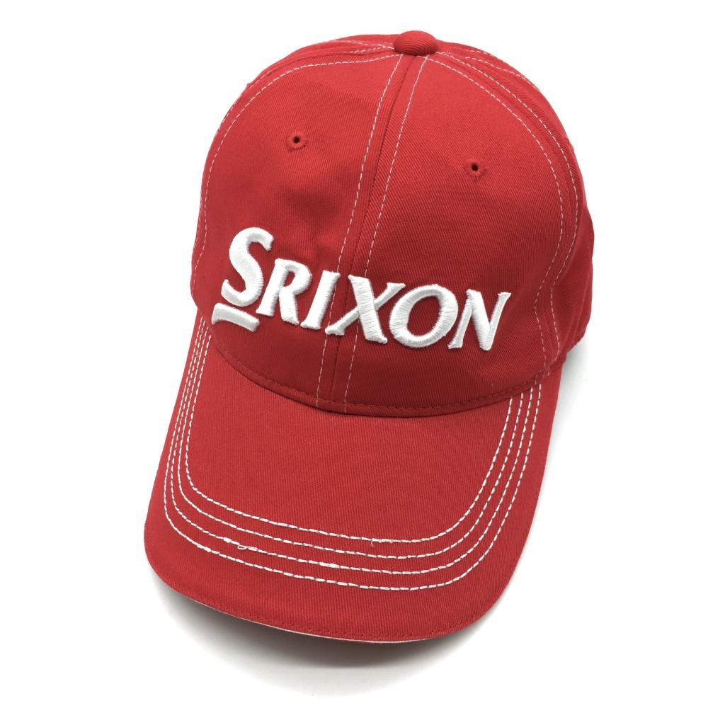 【超美品】スリクソン キャップ レッド×白 立体ロゴ刺しゅう コットン100％ ゴルフウェア SRIXON