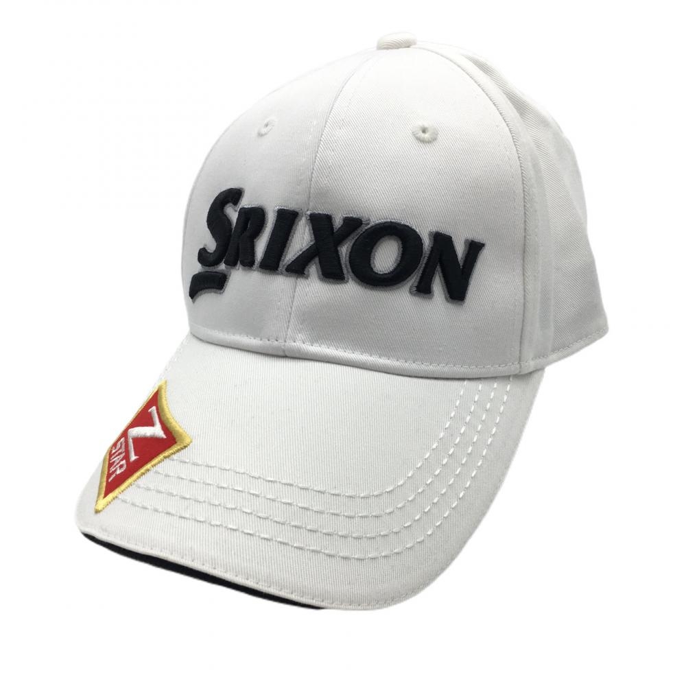 【超美品】スリクソン キャップ 白×黒 立体ロゴ刺しゅう F(56-60cm) ゴルフウェア SRIXON