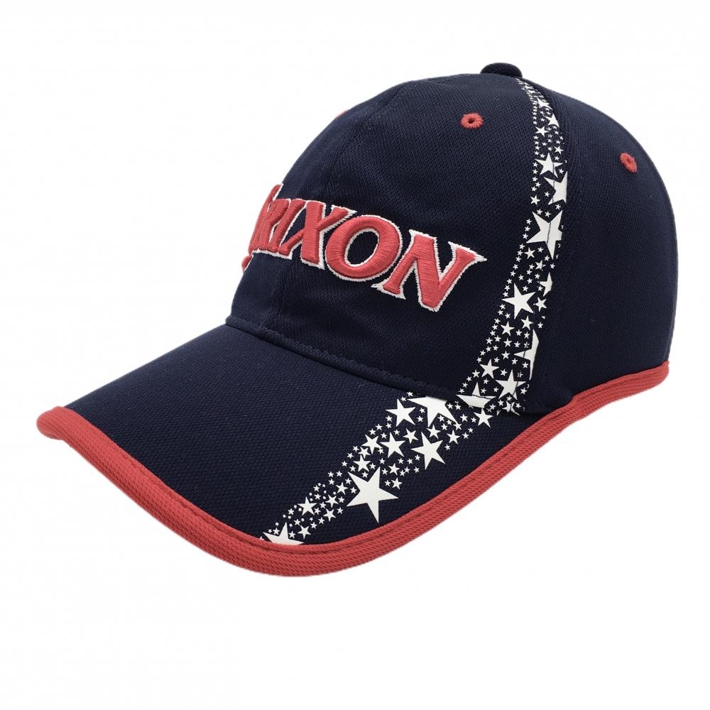 【超美品】スリクソン キャップ ネイビー×レッド 星柄 立体ロゴ刺しゅう F(54～58㎝)  ゴルフウェア SRIXON