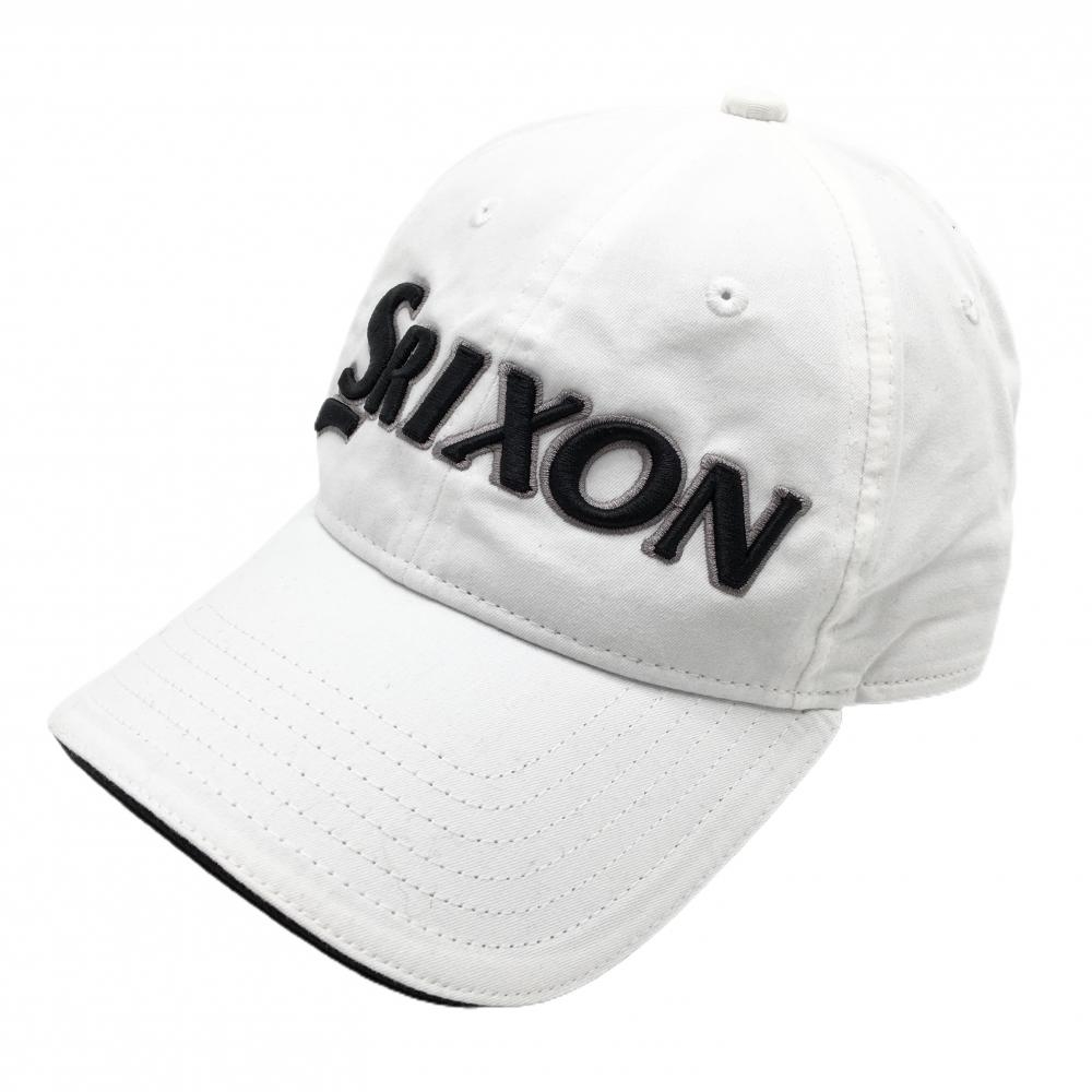 【超美品】スリクソン キャップ 白×黒 立体ロゴ刺しゅう フリー(頭囲56-60cm)   ゴルフウェア SRIXON