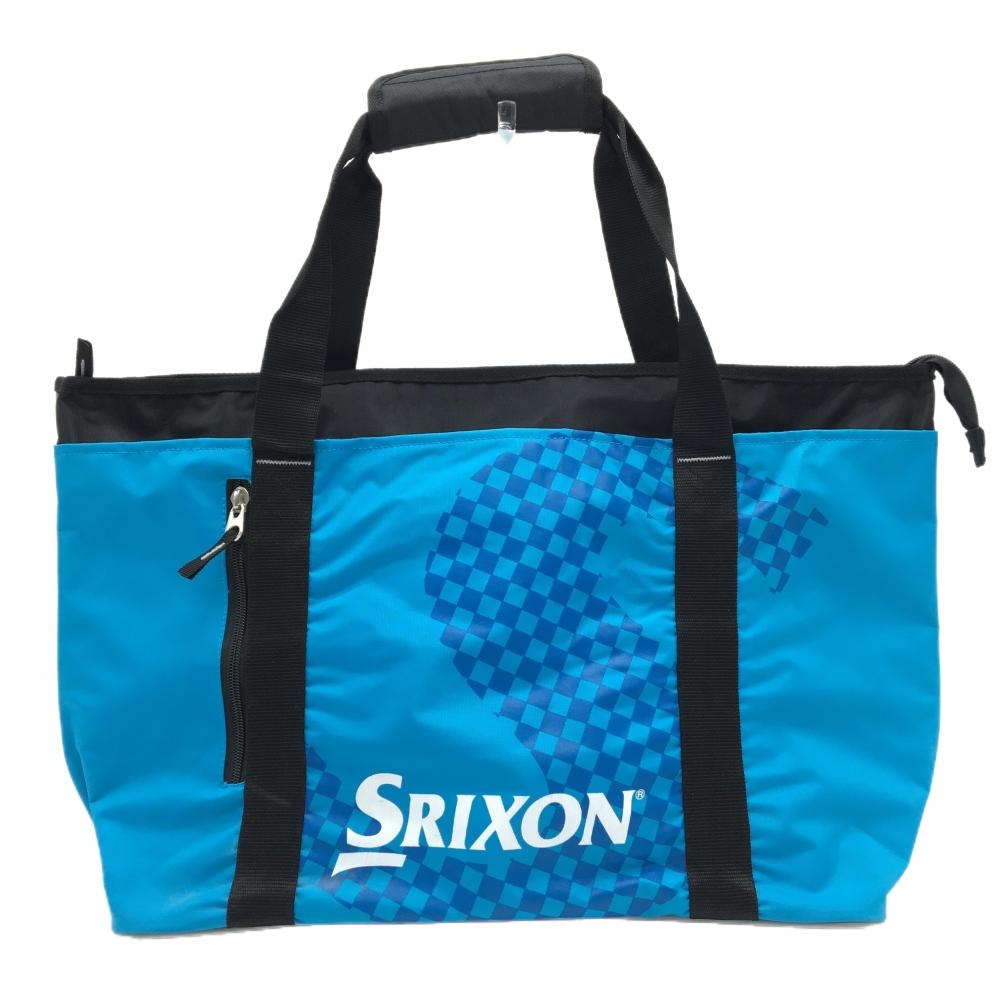 【美品】スリクソン ロッカーバッグ ライトブルー×ブルー×黒 フロントロゴ 内外ポケット ビッグトート ゴルフ SRIXON