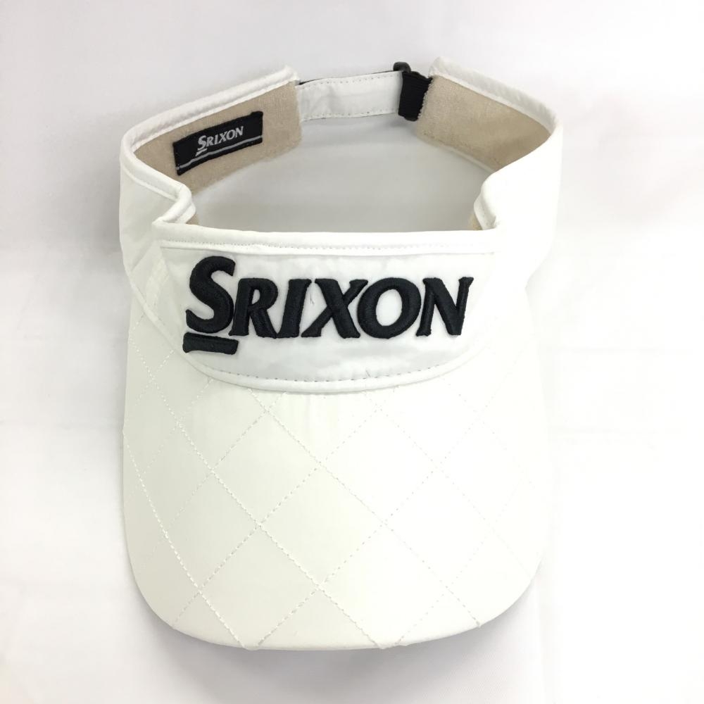 【美品】SRIXON スリクソン サンバイザー 白×黒 つばステッチ 立体ﾛロゴ刺しゅう   ゴルフウェア