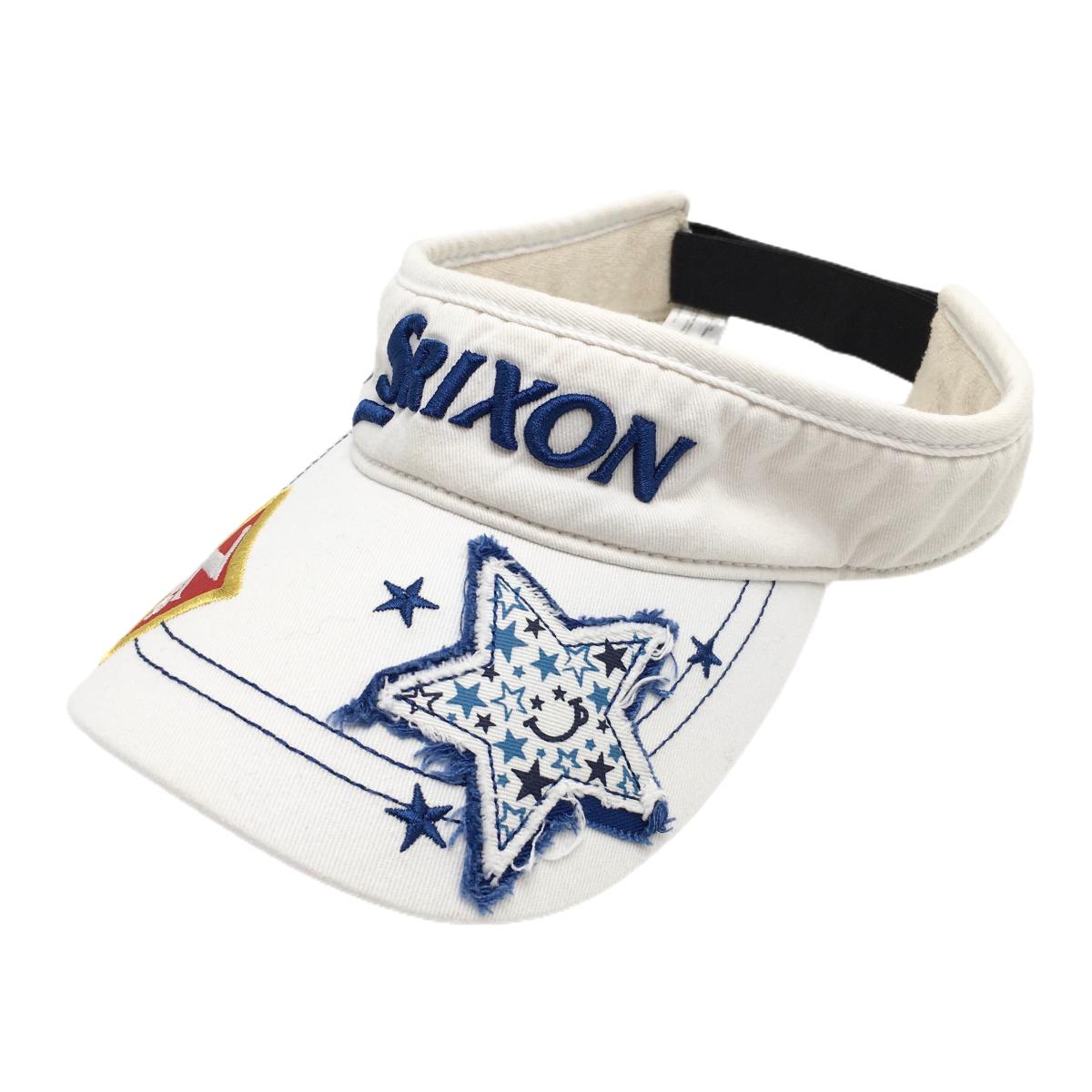 スリクソン サンバイザー 白×ブルー ロゴ刺しゅう フリーサイズ(頭囲54-60㎝)   ゴルフウェア SRIXON