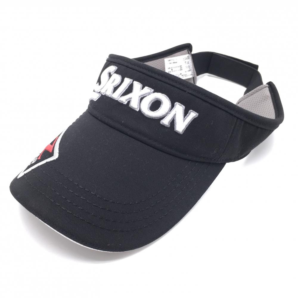 【美品】スリクソン サンバイザー 黒×白 ロゴ刺しゅう F(54-60㎝)   ゴルフウェア SRIXON