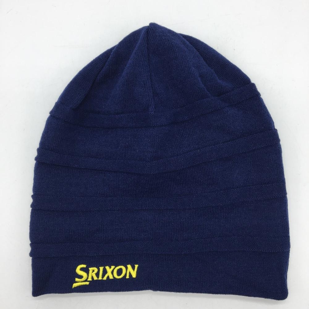 【新品】10％OFF～SRIXON スリクソン リバーシブルニット帽 ネイビー×イエロー ウール混  ゴルフウェア