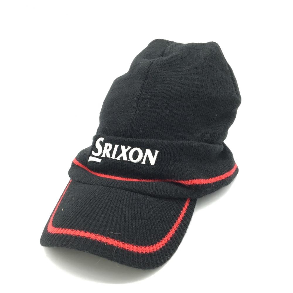 【超美品】スリクソン 3WAYニットキャップ黒×レッド ニット帽 サンバイザー フリー ゴルフウェア SRIXON