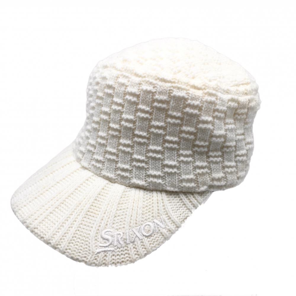 【超美品】スリクソンバイデサント ワークキャップ 白 ニット 裏フリース  F   ゴルフウェア SRIXON