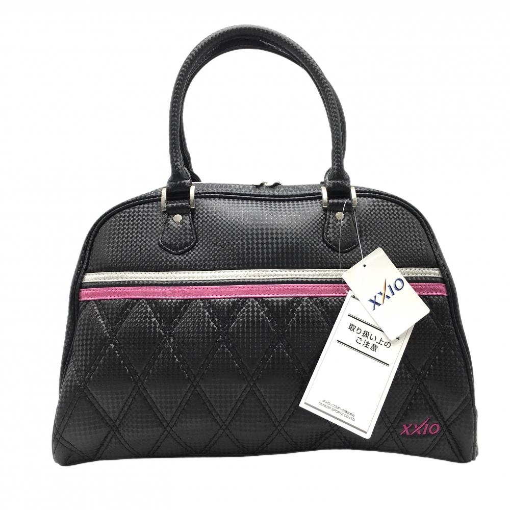 【新品】ゼクシオ ボストンバッグ 黒×ピンク 地模様 ラインラメ ゴルフ XXIO