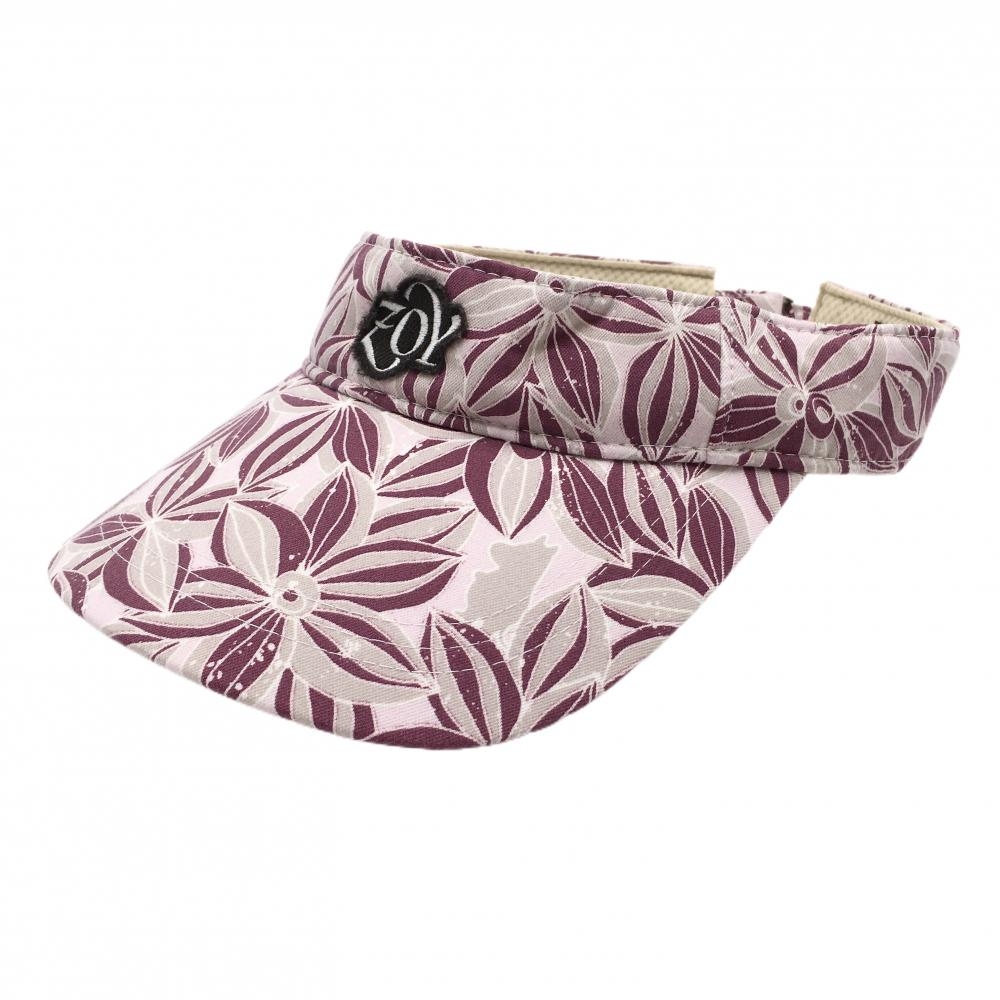 【美品】ゾーイ サンバイザー　ピンク×ボルドー 花柄 1098   ゴルフウェア ZOY
