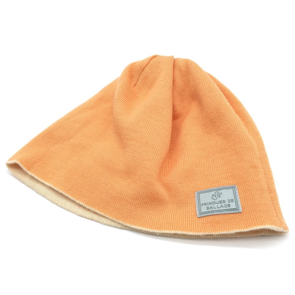 【美品】ゾーイ リバーシブルニット帽 オレンジ×ライトベージュ ロゴ刺繍 ゴルフウェア ZOY