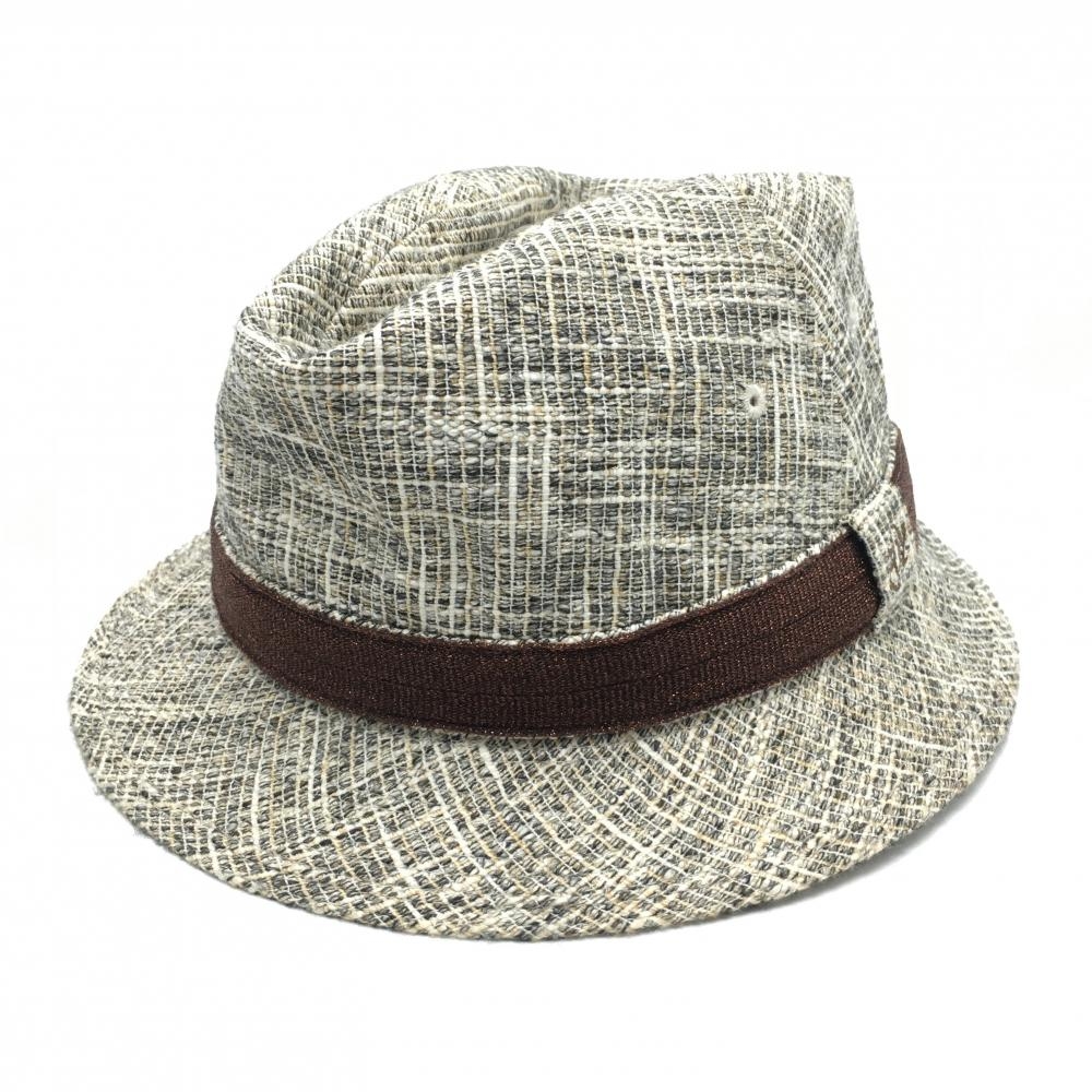 【超美品】ゾーイ 中折れハット アイボリー×ブラウン ラメ F  ゴルフウェア ZOY