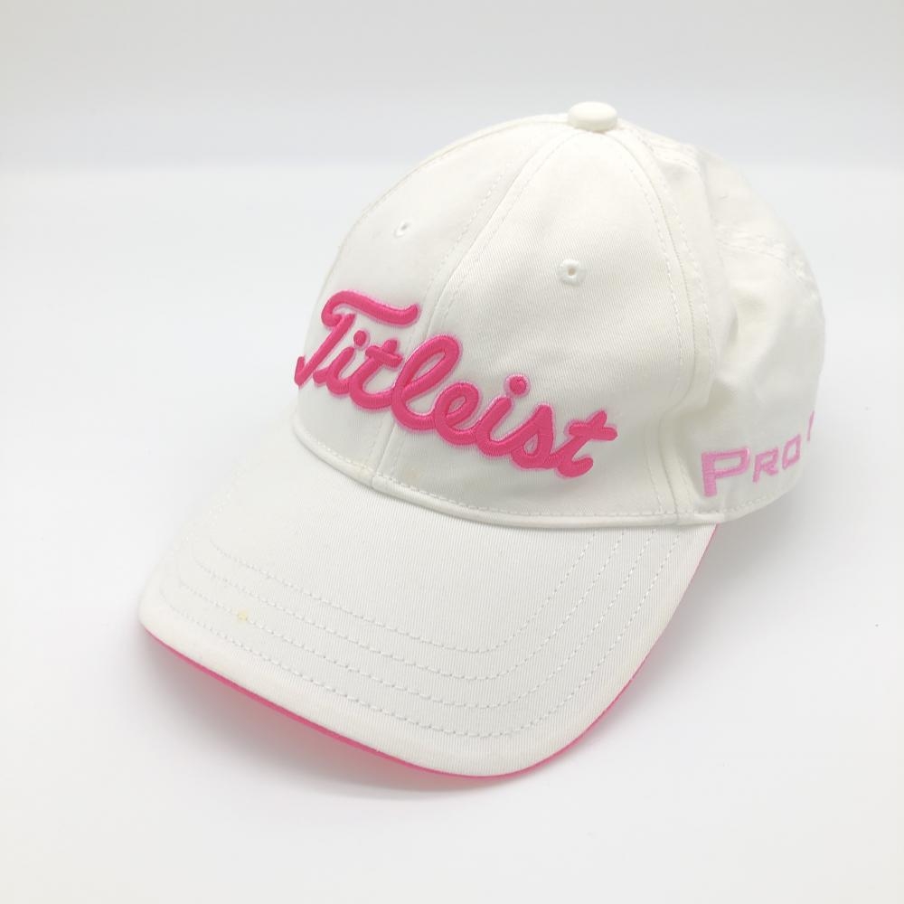 TITLEIST タイトリスト キャップ 白×ピンク 立体ロゴ刺しゅう   ゴルフウェア