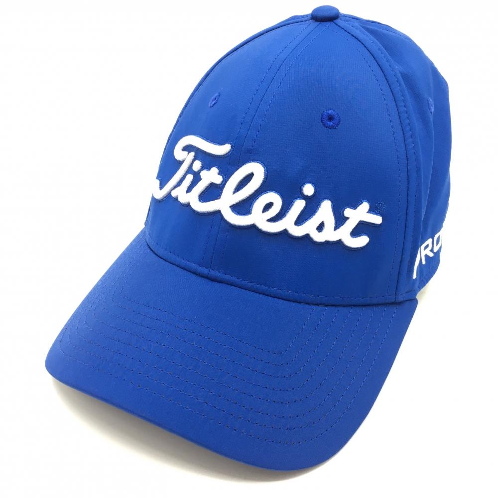 【超美品】タイトリスト×フットジョイ キャップ ブルー×白 立体ロゴ刺しゅう フリー ゴルフウェア TITLEIST