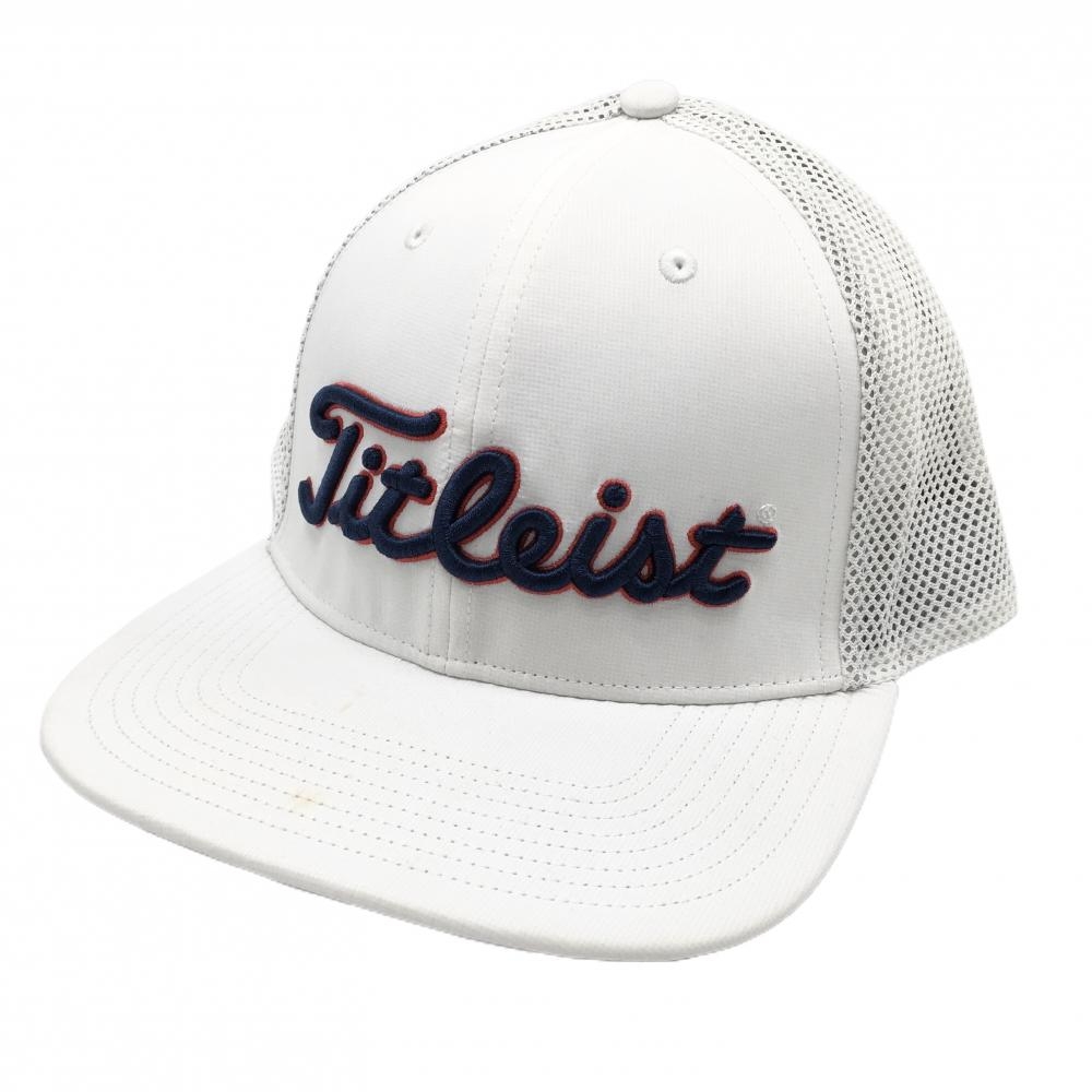 タイトリスト フラットメッシュキャップ 白×ネイビー 星条旗  ゴルフウェア TITLEIST