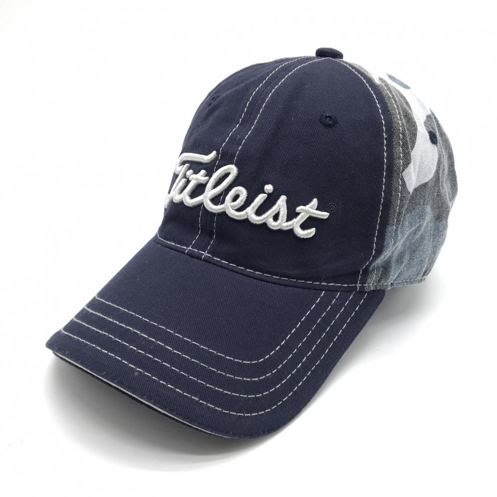 タイトリスト キャップ ネイビー 立体ロゴ刺しゅう 一部カモフラ 色褪せ  ゴルフウェア TITLEIST
